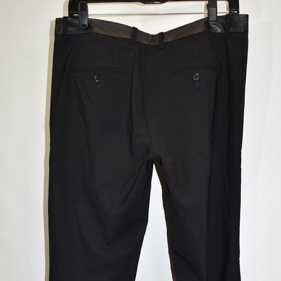 new $400 Vince 'Strapping' Leather Trim Trousers pant black tailored 8 - Picture 5 of 9